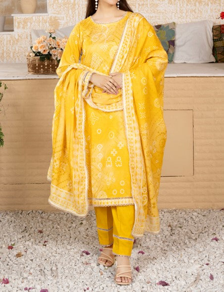 Mustard Yellow Embroidered 3 Piece Festive Set with Dupatta