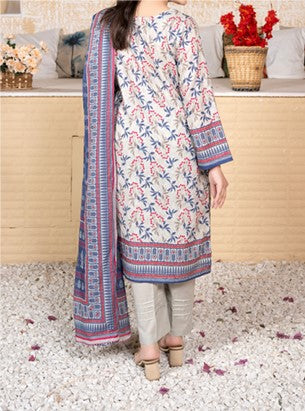 Blueberry Bloom – 3-Piece Floral Lawn Suit with Printed Dupatta