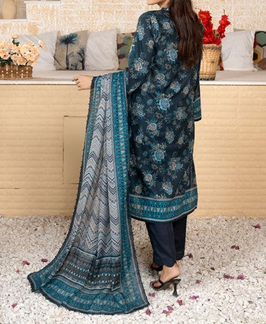 Midnight Teal Bloom – Unstitched 3-Piece Printed Lawn Suit