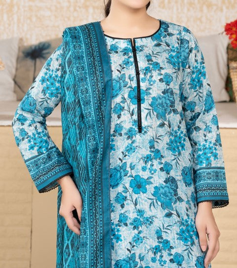 Aqua Bloom Unstitched 3-Piece Lawn Suit – Elegant Floral Design