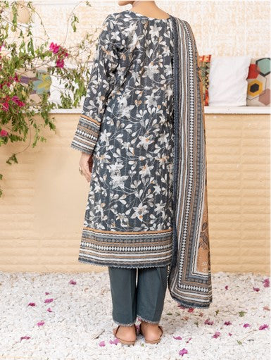 Midnight Blossom | 3-Piece Unstitched Lawn Suit – Rust & Grey