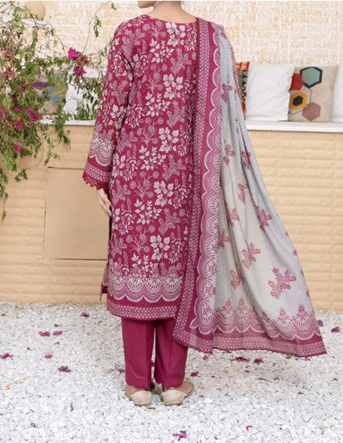 ZENUSTAR Maroon Floral Elegance – 3-Piece Unstitched Lawn Suit