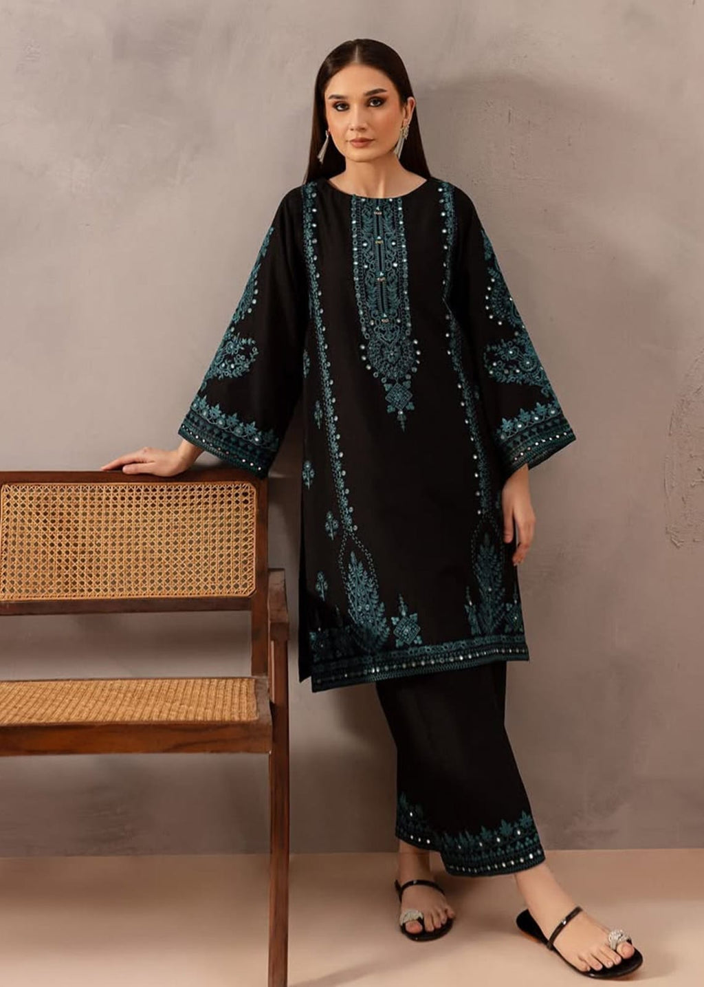 2 Piece Stitched Embroidered Lawn 9mm Work