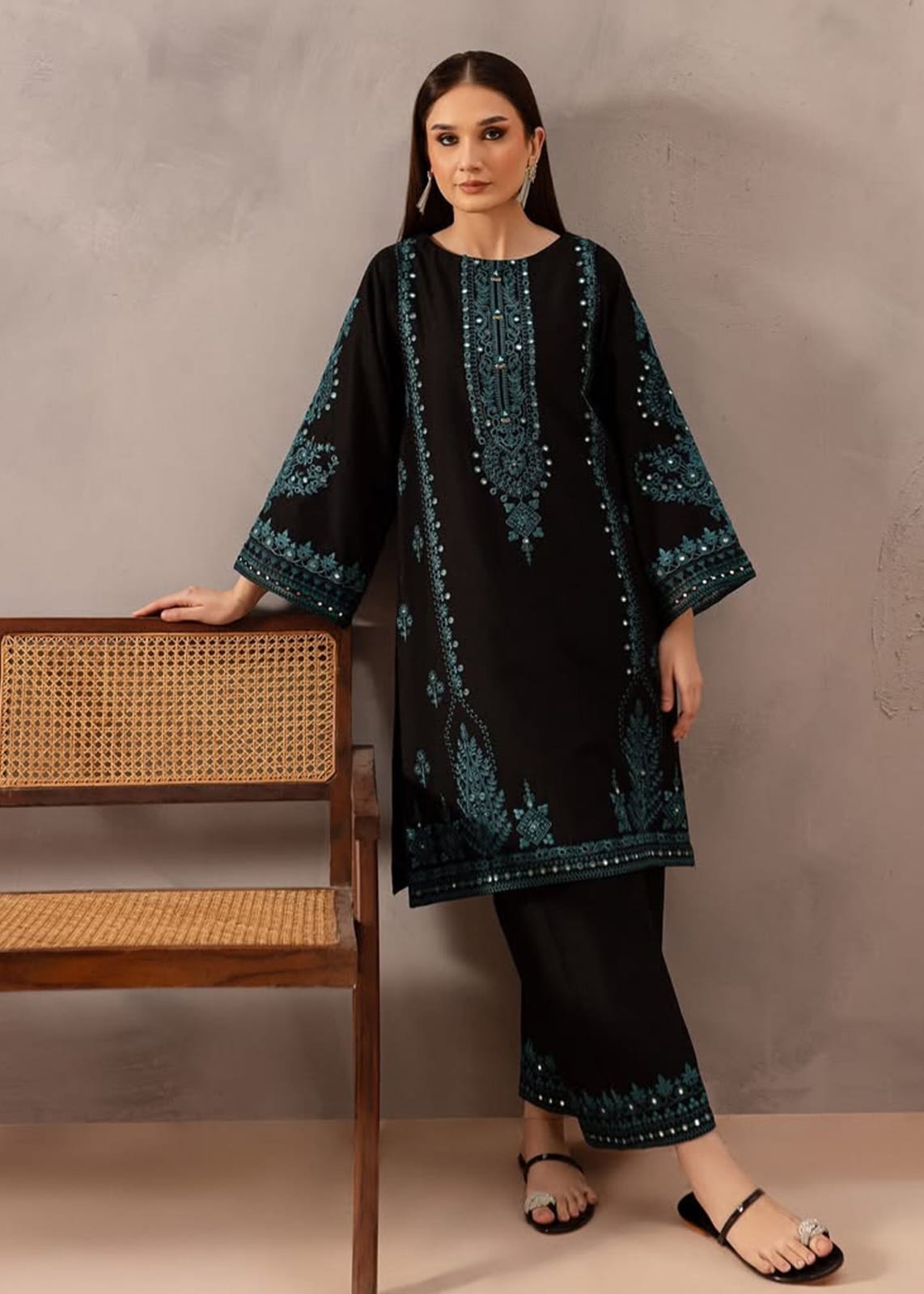 2 Piece Stitched Embroidered Lawn 9mm Work