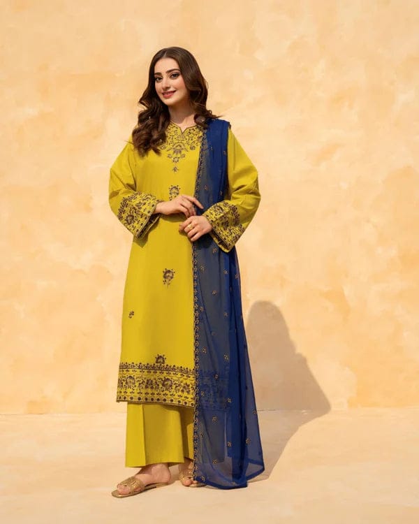 Stitched 3 Piece Premium Soft Lawn 9mm Work
