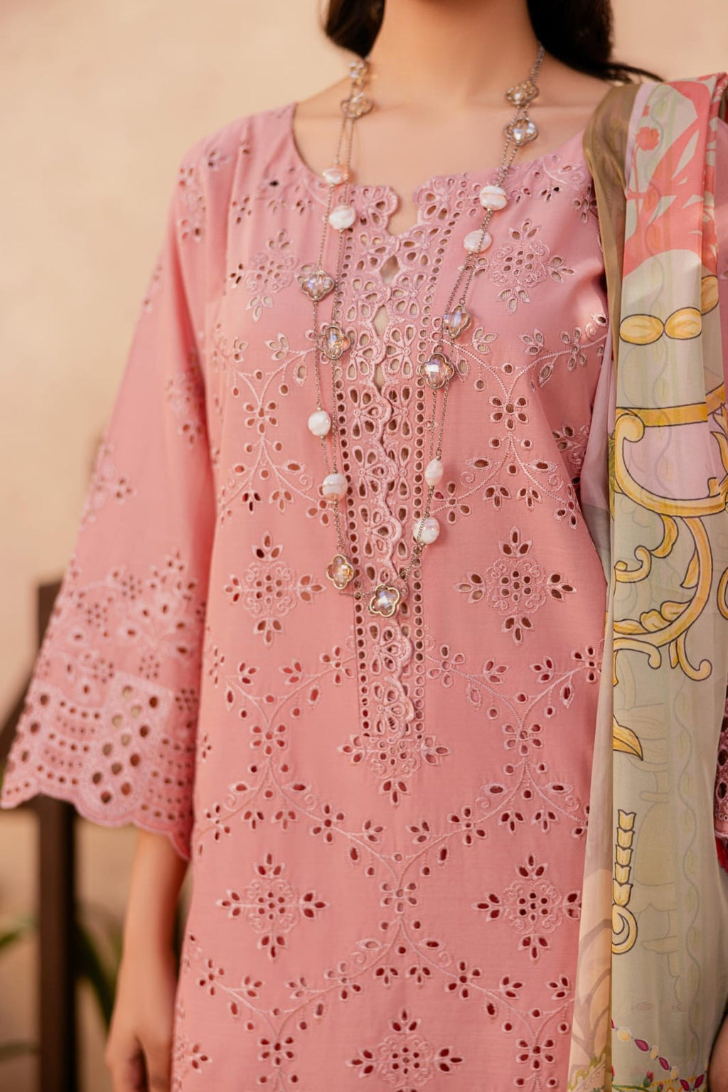3-Piece Embroidered Lawn Shirt and Cambric Trousers 9mm Work