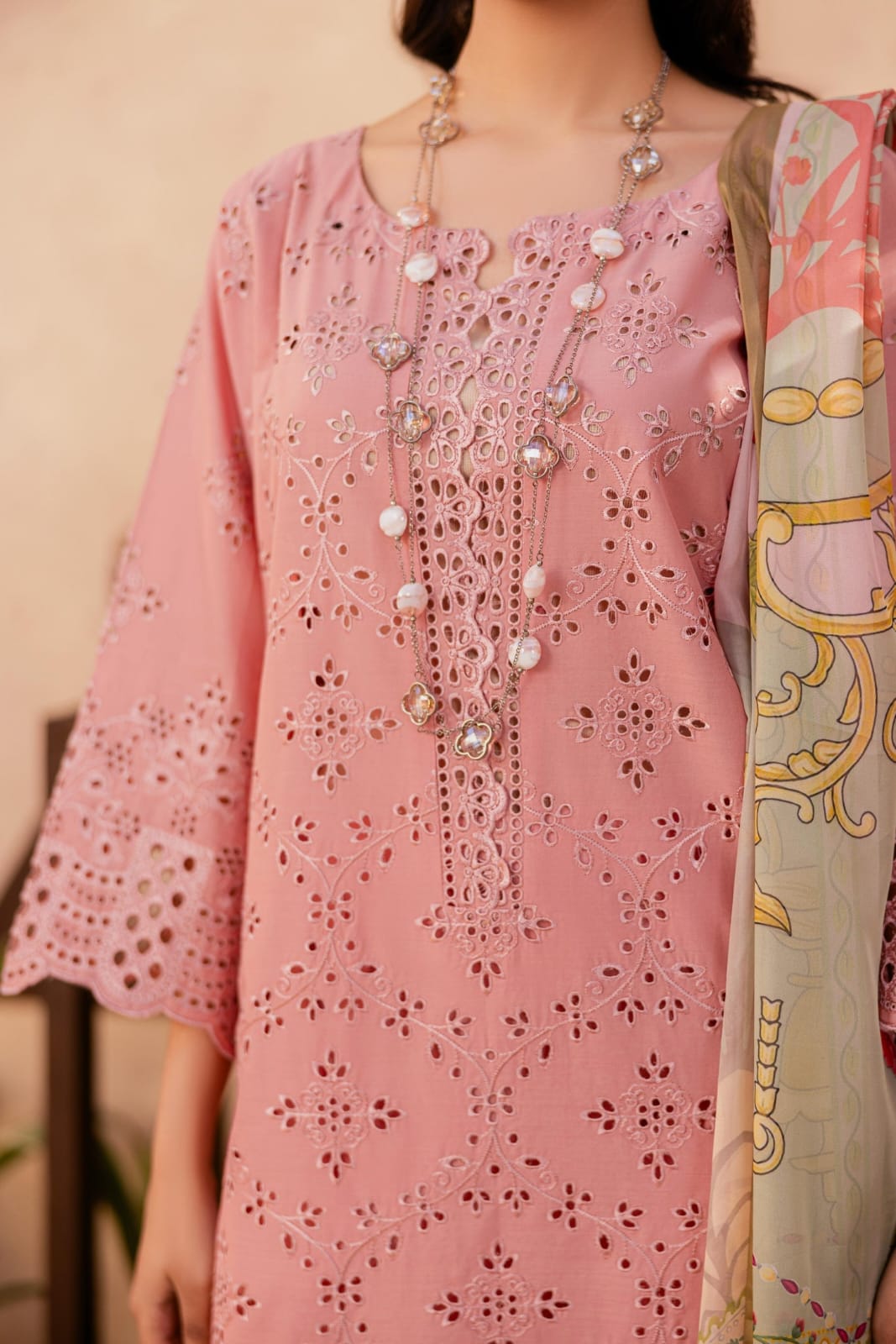 3-Piece Embroidered Lawn Shirt and Cambric Trousers 9mm Work